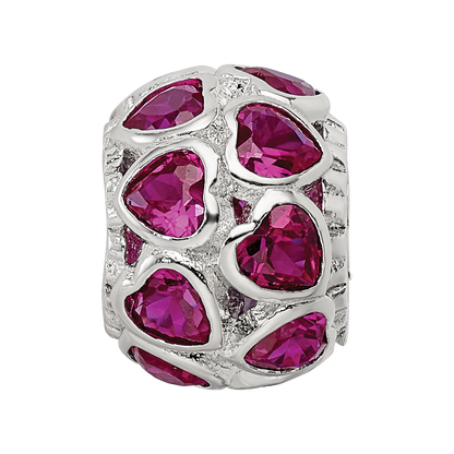 Sterling Silver Reflections Polished Red Heart CZ Bead