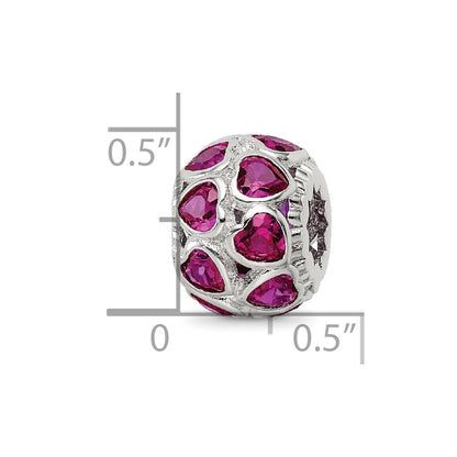 Sterling Silver Reflections Polished Red Heart CZ Bead
