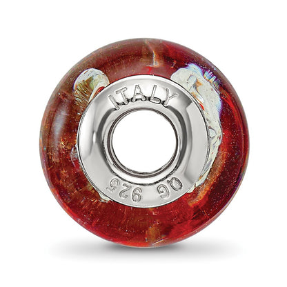 Sterling Silver Reflections Foil Heart Infinity Red Italian Glass Bead