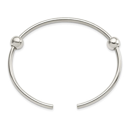 Sterling Silver Reflections Polished Includes 2 Stopper Beads Bangle