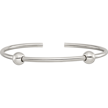 Sterling Silver Reflections Polished Includes 2 Stopper Beads Bangle