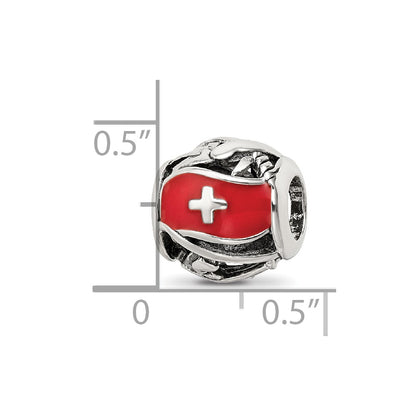 Sterling Silver Reflections Enameled Switzerland Theme Bead
