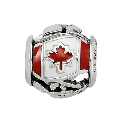 Sterling Silver Reflections Enameled Canada Theme Bead