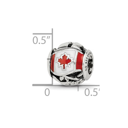 Sterling Silver Reflections Enameled Canada Theme Bead