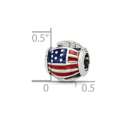 Sterling Silver Reflections Enameled USA Theme Bead