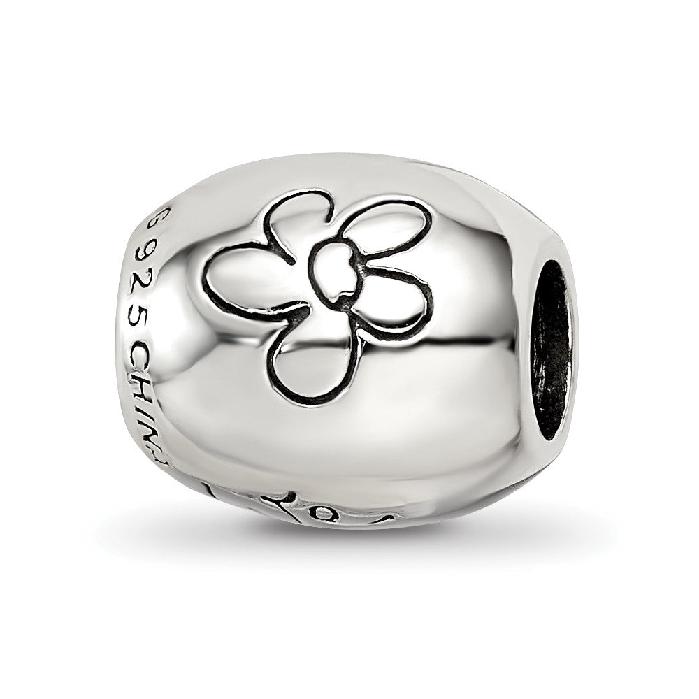 Sterling Silver Reflections Antiqued We Are Family Flower Bead