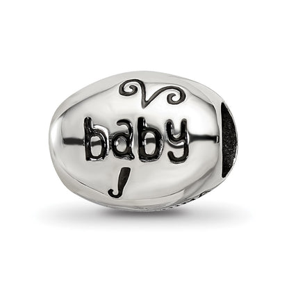 Sterling Silver Reflections Antiqued Baby Feet Butterfly Bead