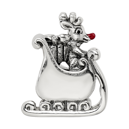 Sterling Silver Reflections Enameled Rudolph in Sleigh Bead