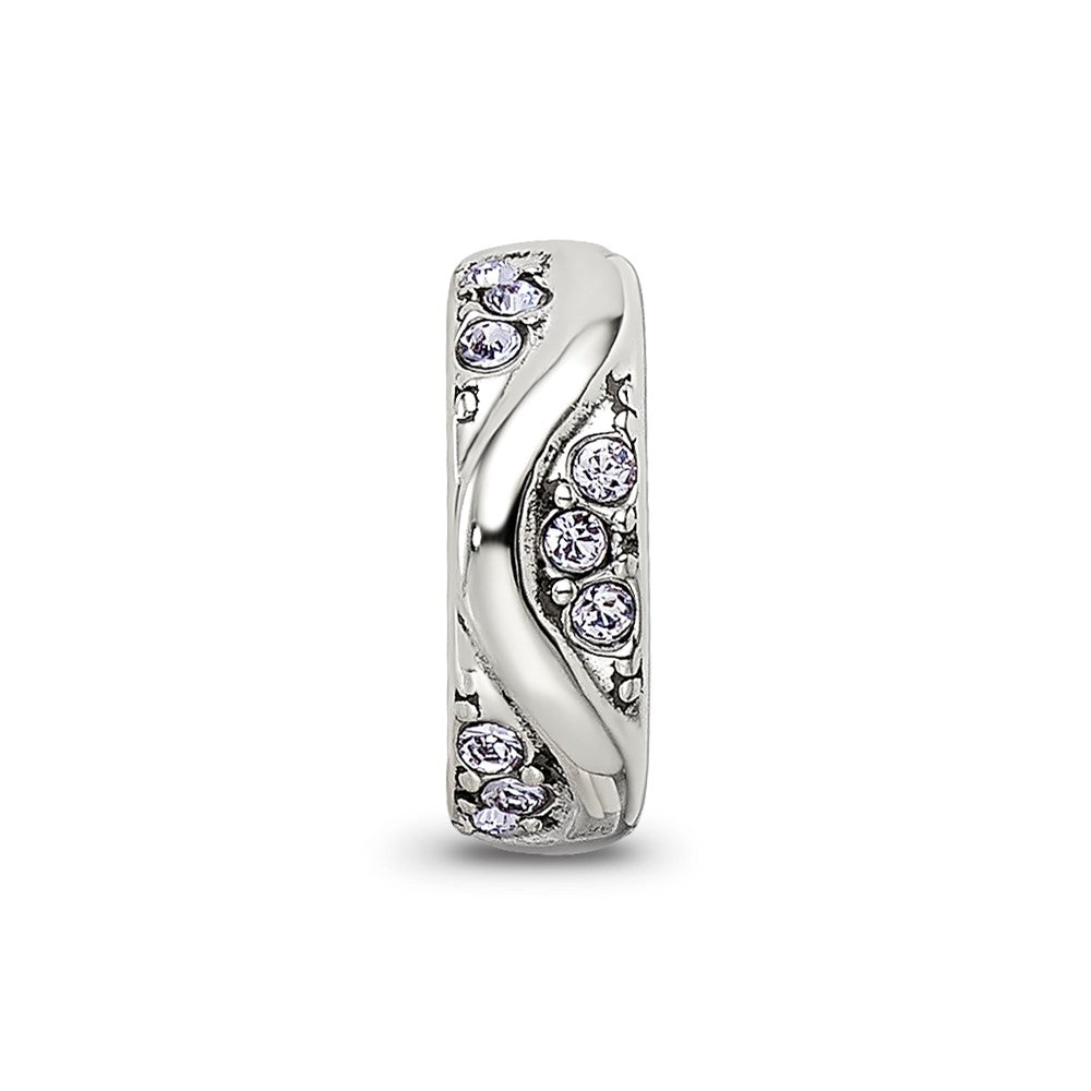 Sterling Silver Reflections with Crystals Wave Spacer Bead