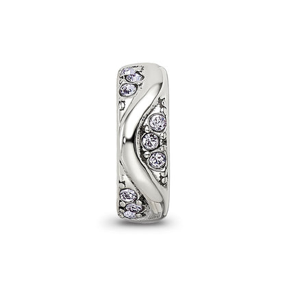 Sterling Silver Reflections with Crystals Wave Spacer Bead