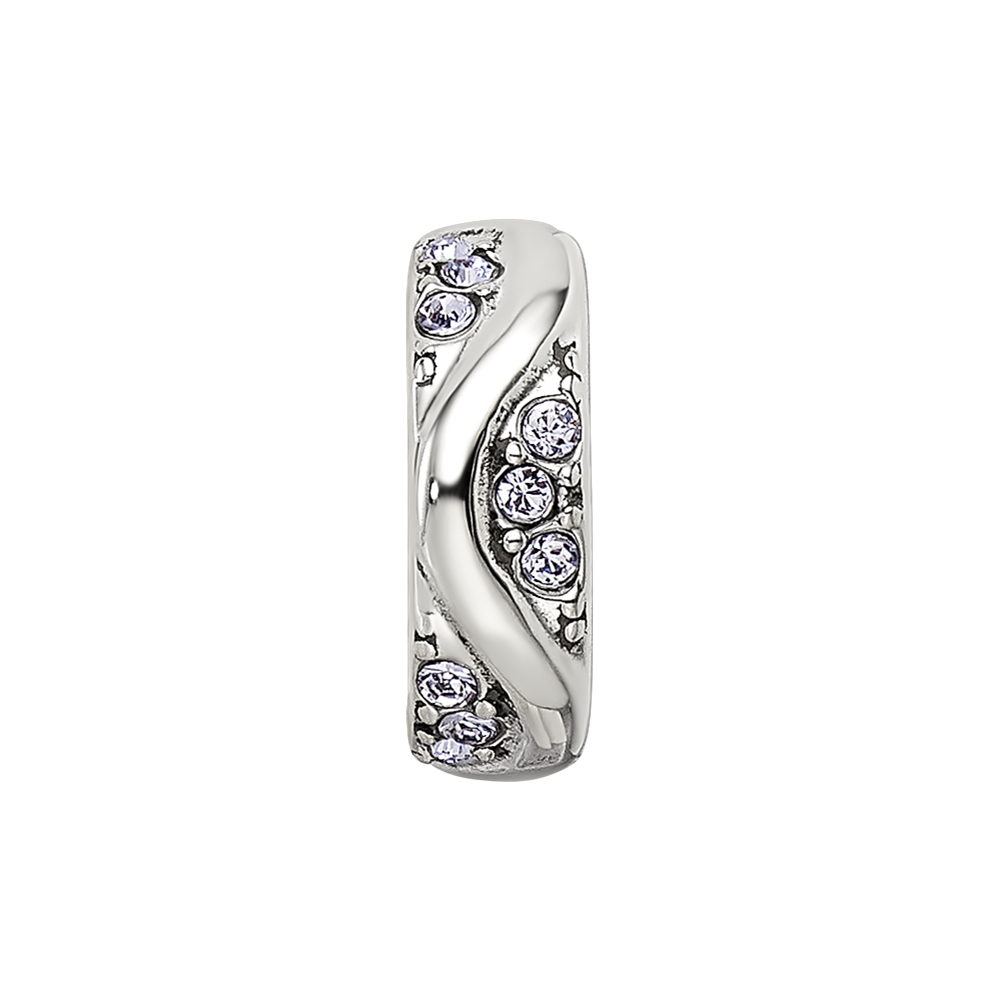 Sterling Silver Reflections with Crystals Wave Spacer Bead