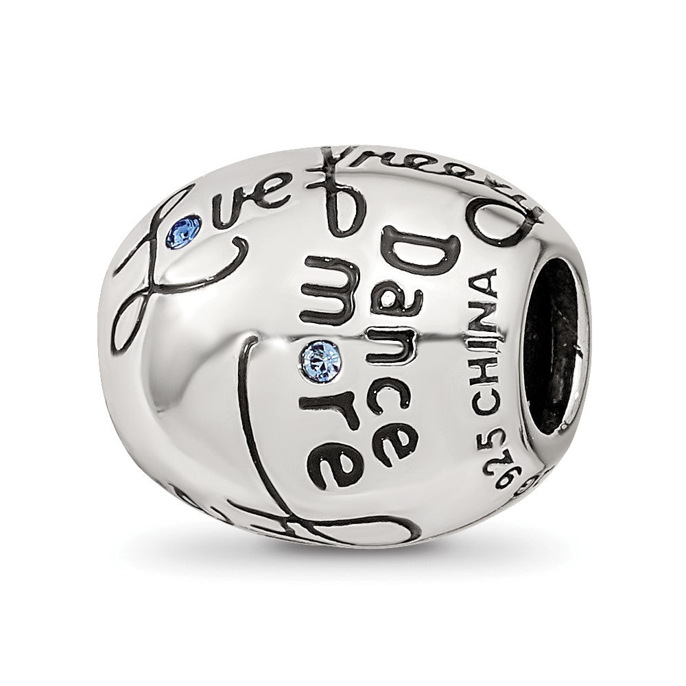 Sterling Silver Reflections Crystals Live Laugh Love Bead