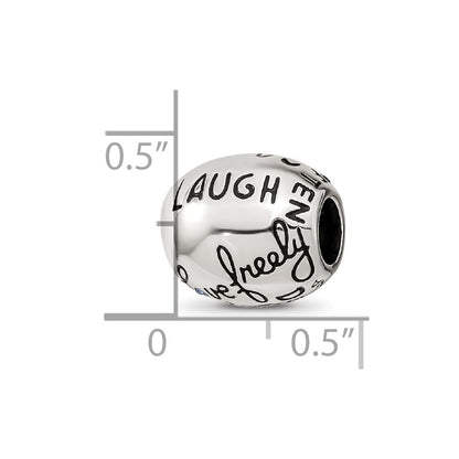 Sterling Silver Reflections Crystals Live Laugh Love Bead