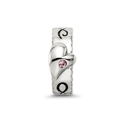 Sterling Silver Reflections Pink Crystal Heart Infinity Spacer Bead