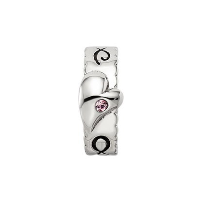 Sterling Silver Reflections Pink Crystal Heart Infinity Spacer Bead