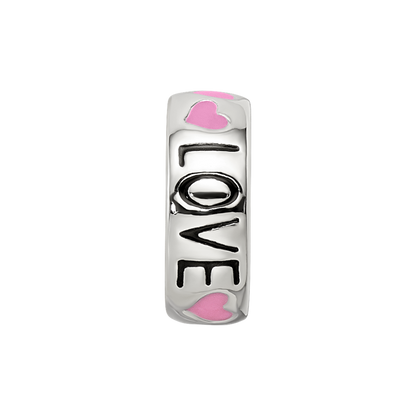 Sterling Silver Reflections Pink Enameled Hearts Love Amour Spacer Bead