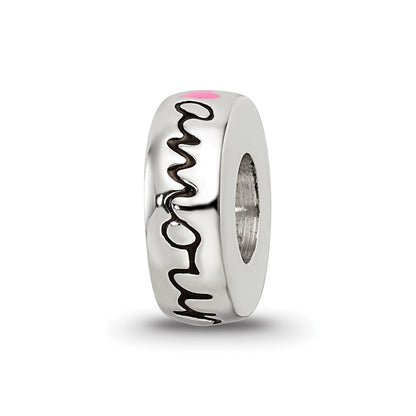 Sterling Silver Reflections Pink Enameled Hearts Love Amour Spacer Bead