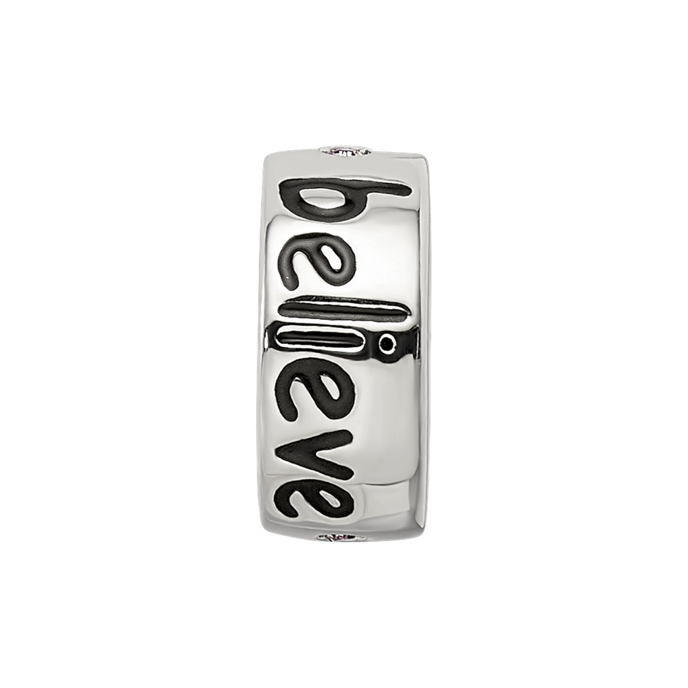 Sterling Silver Reflections Pink Crystal Believe Spacer Bead