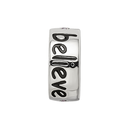 Sterling Silver Reflections Pink Crystal Believe Spacer Bead