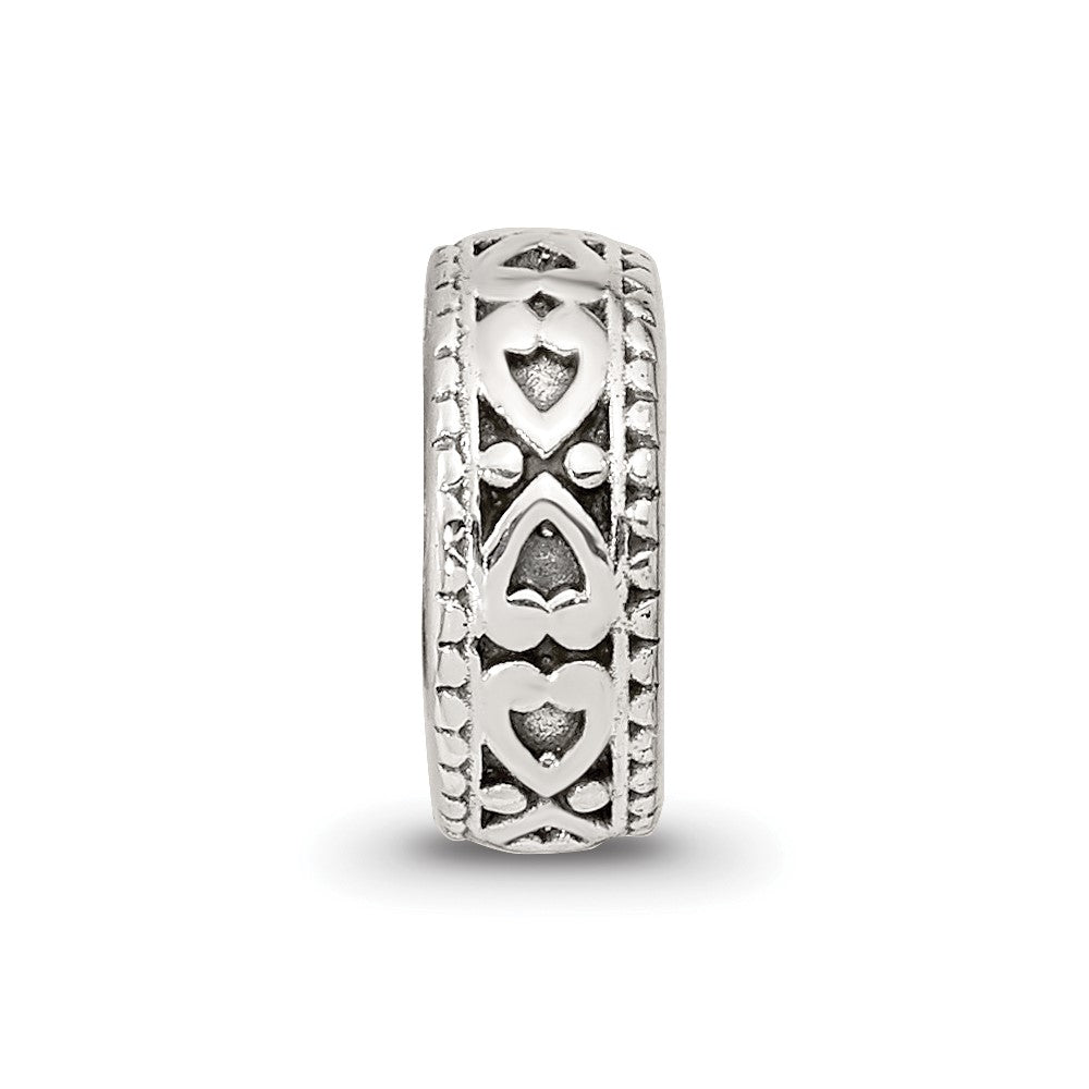 Sterling Silver Reflections Antiqued Bali Hearts Gripper Bead