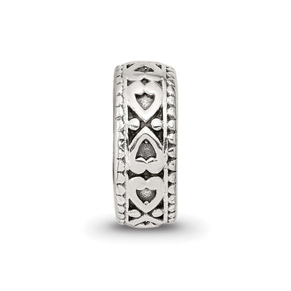 Sterling Silver Reflections Antiqued Bali Hearts Gripper Bead
