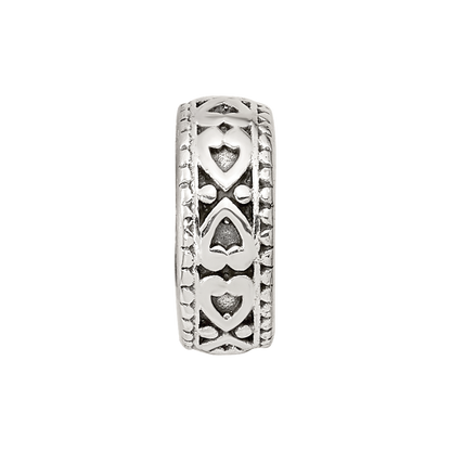 Sterling Silver Reflections Antiqued Bali Hearts Gripper Bead