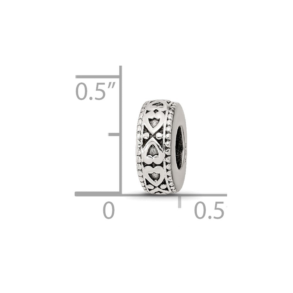 Sterling Silver Reflections Antiqued Bali Hearts Gripper Bead