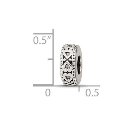 Sterling Silver Reflections Antiqued Bali Hearts Gripper Bead