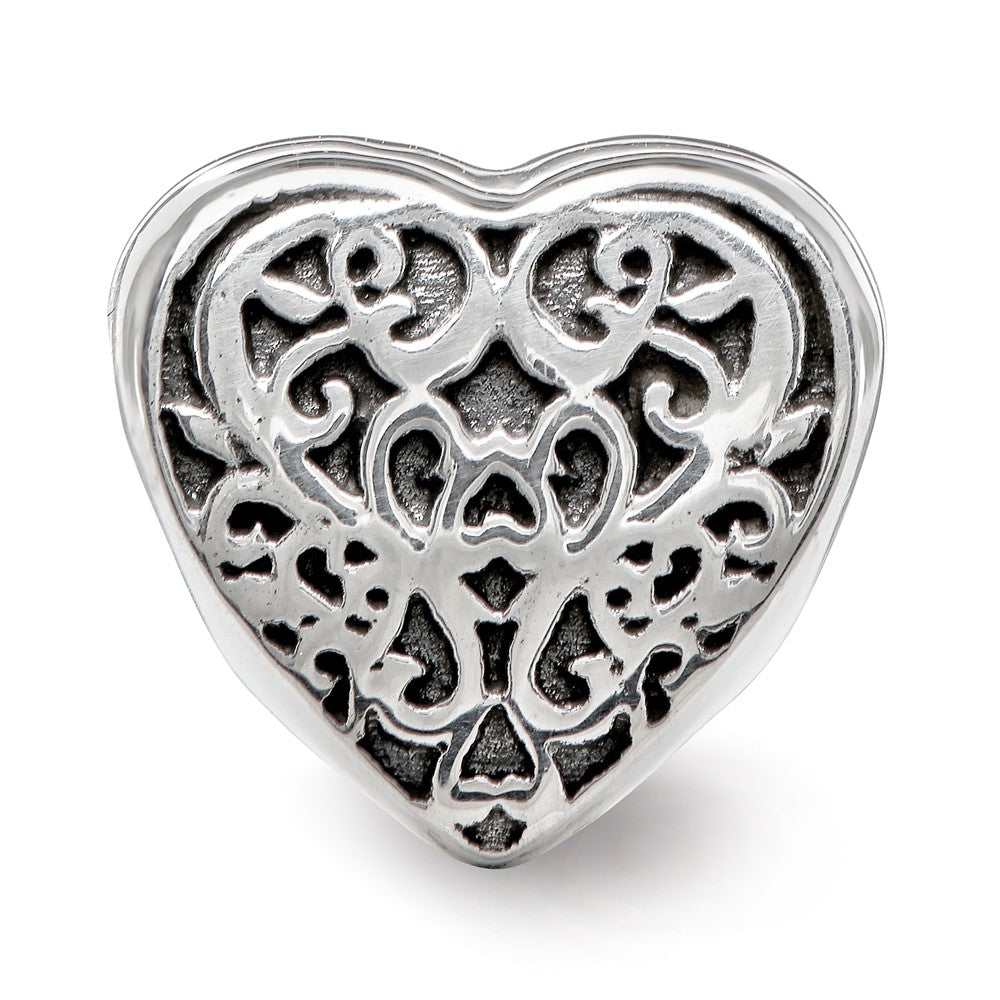 Sterling Silver Reflections Filigree Heart Bead