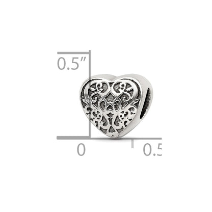Sterling Silver Reflections Filigree Heart Bead