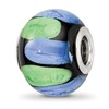 Sterling Silver Reflections Rh-plated Blue and Green Dot Black Glass Bead