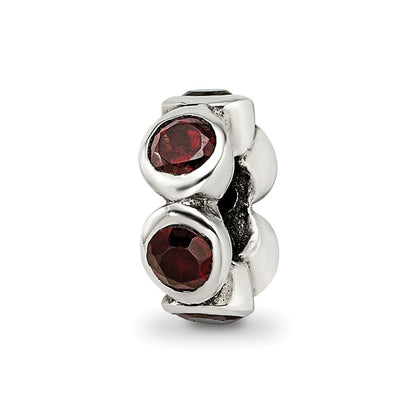 Sterling Silver Reflections Red CZ Bead