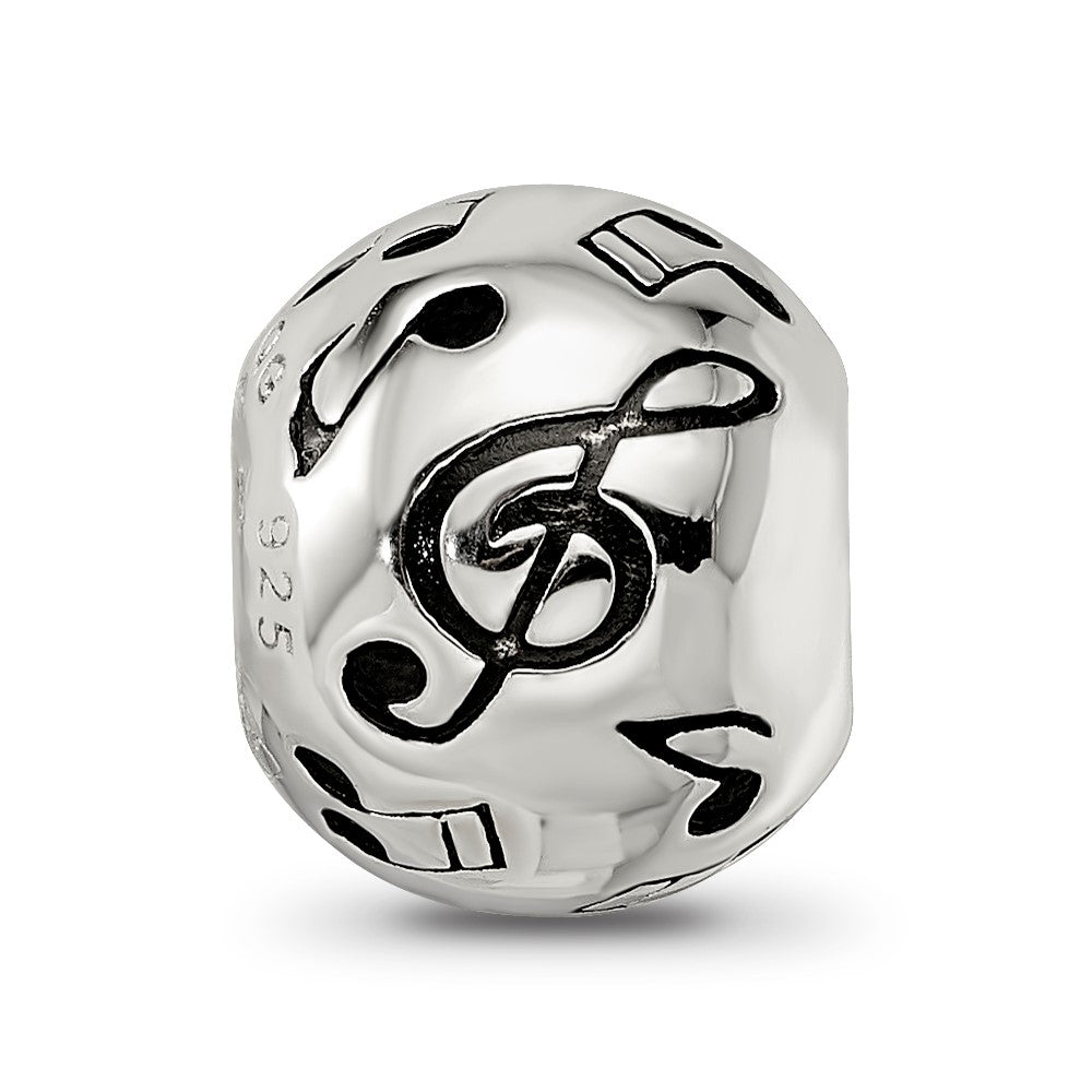 Sterling Silver Reflections Rhodium-plated Enameled Musical Notes Bead