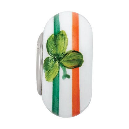 Ster.Silver Reflections Hand Painted The Irish Fenton Glass Bead