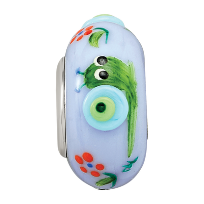 Ster.Silver Reflections Hand Painted Just Snail'n Along Fenton Glass Bead
