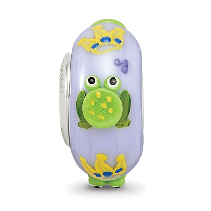 Ster.Silver Reflections Hand Painted Froggie Kisses Fenton Glass Bead