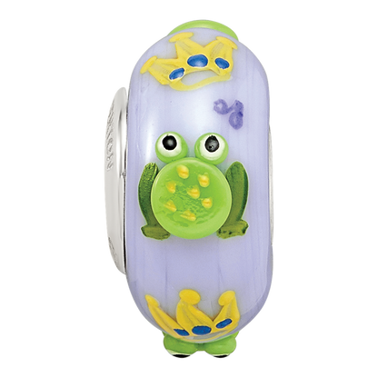 Ster.Silver Reflections Hand Painted Froggie Kisses Fenton Glass Bead