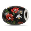 Ster.Silver Reflections Hand Paint Ebony Bouquet Large Fenton Glass Bead