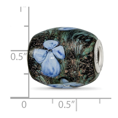 Ster.Silver Reflections Hand Paint Hydrangea Moonlight Fenton Glass Bead