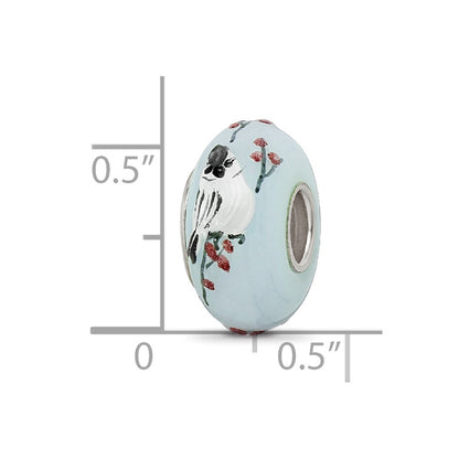 Ster.Silver Reflections Hand Painted Fluffy Tufty Fenton Glass Bead