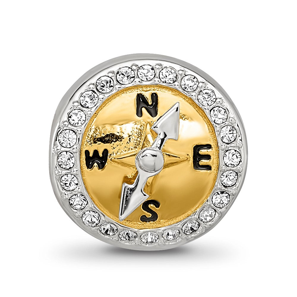 Sterling Silver Reflections Gold-tone CZ Moveable Compass Bead