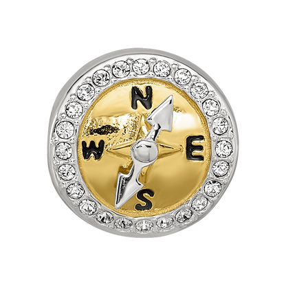 Sterling Silver Reflections Gold-tone CZ Moveable Compass Bead