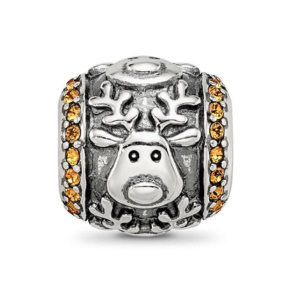 Sterling Silver Reflections Crystals Reindeer Bead