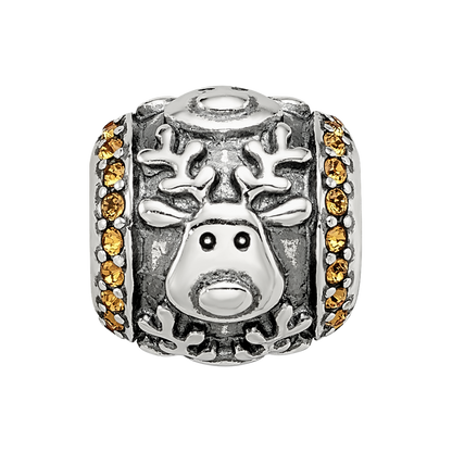Sterling Silver Reflections Crystals Reindeer Bead