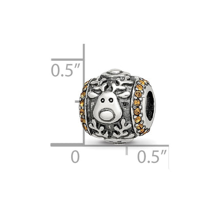 Sterling Silver Reflections Crystals Reindeer Bead