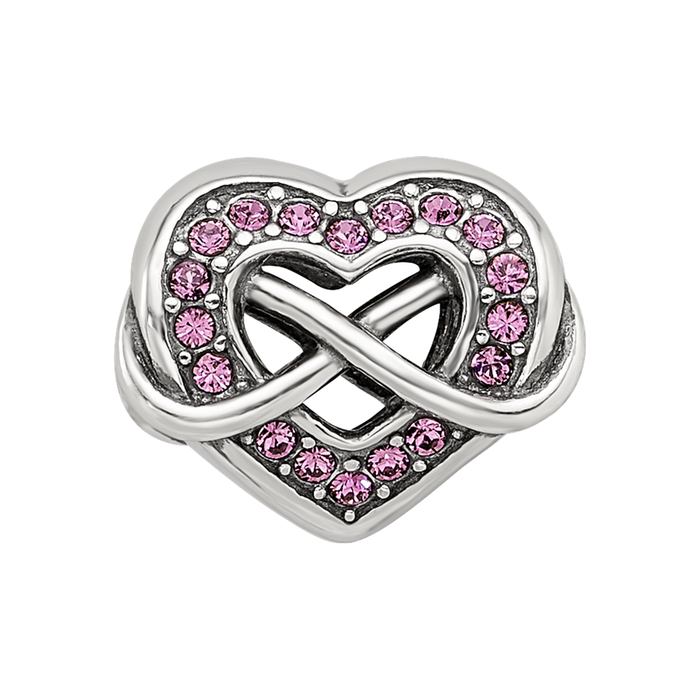 Sterling Silver Reflections Crystal Infinity Symbol in Heart Bead
