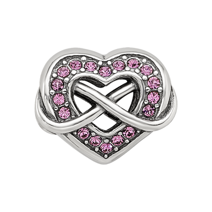 Sterling Silver Reflections Crystal Infinity Symbol in Heart Bead