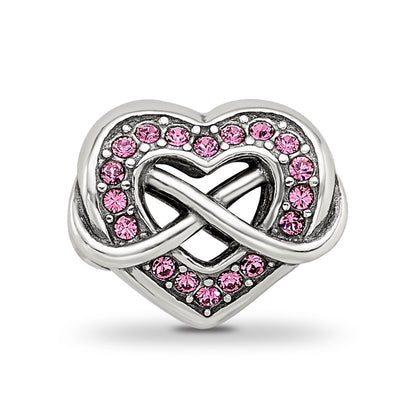 Sterling Silver Reflections Crystal Infinity Symbol in Heart Bead