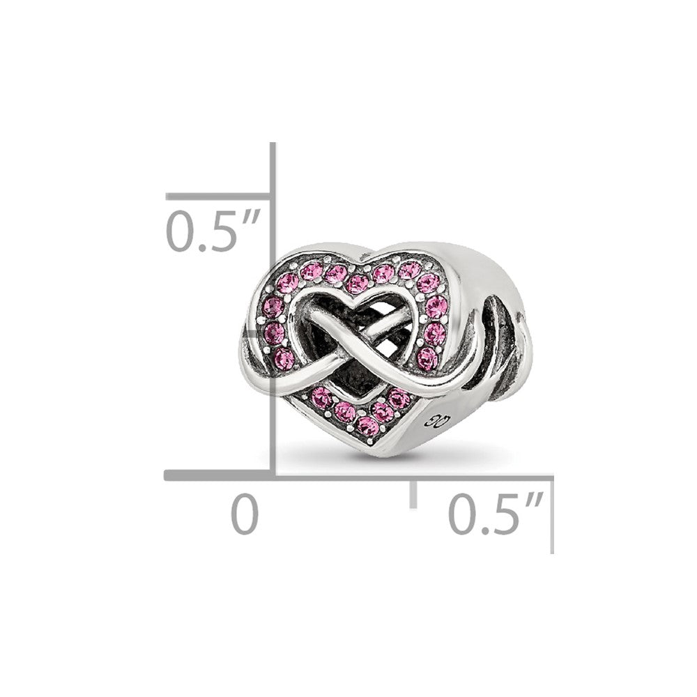 Sterling Silver Reflections Crystal Infinity Symbol in Heart Bead