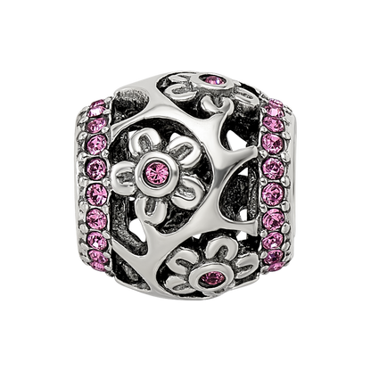 Sterling Silver Reflections Crystal Flowers Bead